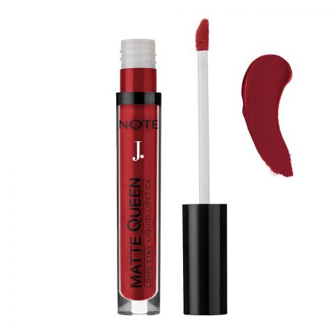 J. Note Matte Queen Long Stay Liquid Lipstick, 4ml, 15 Majestic Red