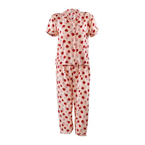 Basix Girls Short Sleeves Nightwear, Strawberry, 2 Piece Sleepwear Pajamas Set, GRL-164