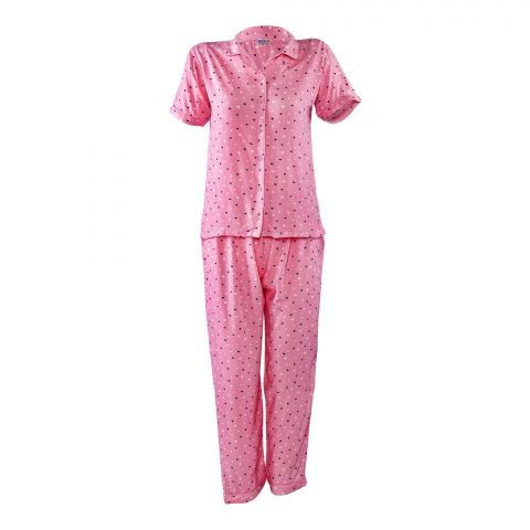 Basix Girls Sweetheart Short Sleeves Nightwear, Pink, 2 Piece Sleepwear Pajamas Set, GRL-165