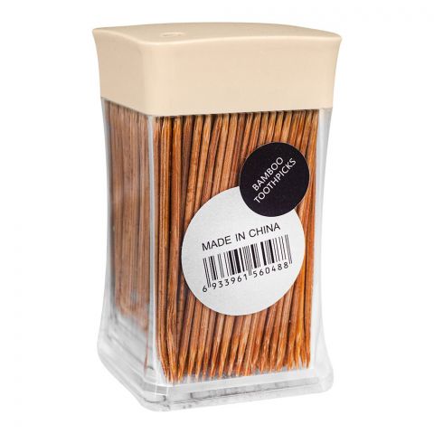 Bamboo Tooth Pick Square Jar, 6048