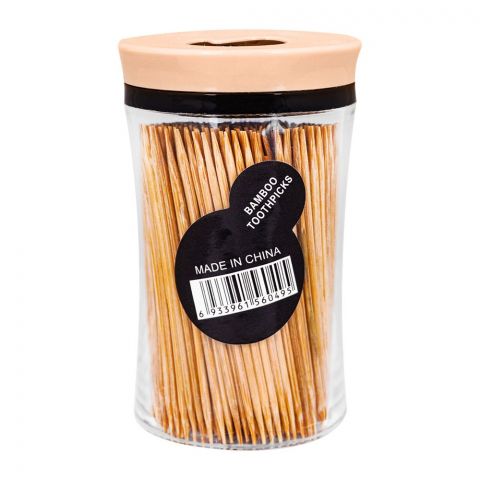 Bamboo Tooth Pick Oval Jar, 6049