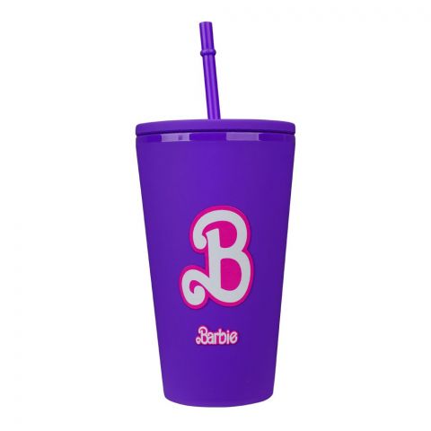 Barbie Party Double-Layer Plastic Straw Cup, Water Cup Drinking Bottle, Dark Purple, NL2203