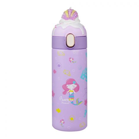 Mermaid Print Plastic Water Bottle, Leakproof Ideal for Office, School & Outdoor, Purple, SH235