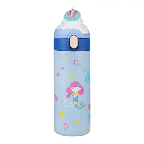 Mermaid Print Plastic Water Bottle, Leakproof Ideal for Office, School & Outdoor, Sky Blue, SH235