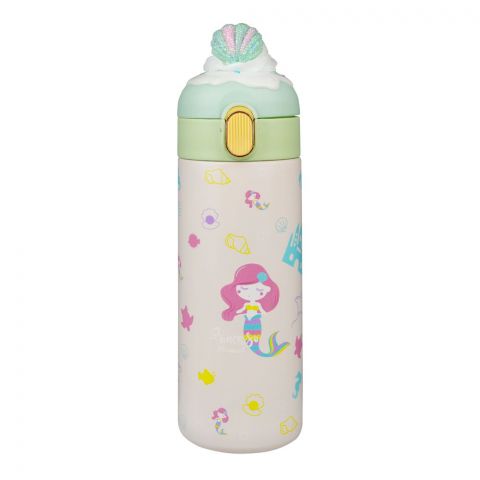 Mermaid Print Plastic Water Bottle, Leakproof Ideal for Office, School & Outdoor, Green, SH235