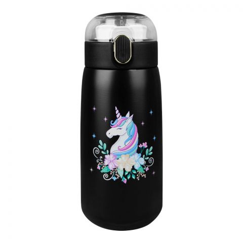 Unicorn Trendy Plastic Water Bottle, Leakproof Ideal for Office, School & Outdoor, Black, TA303