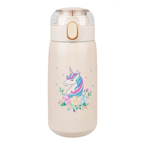 Unicorn Trendy Plastic Water Bottle, Leakproof Ideal for Office, School & Outdoor, White, TA303
