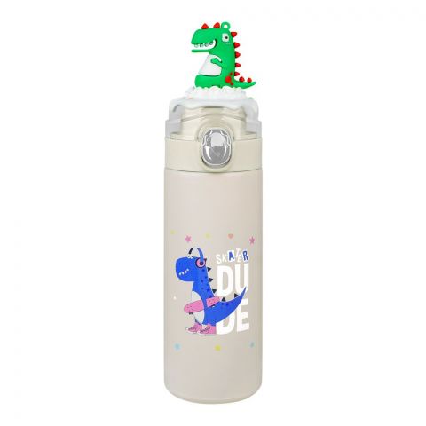 Dinosaur Trendy Plastic Water Bottle, Leakproof Ideal for Office, School & Outdoor, Off White, GWD078