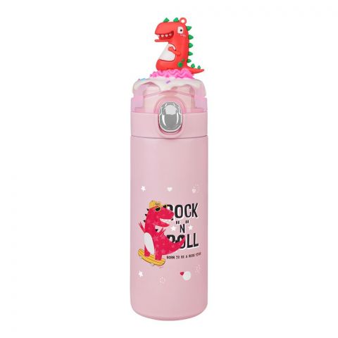 Dinosaur Trendy Plastic Water Bottle, Leakproof Ideal for Office, School & Outdoor, Pink, GWD078