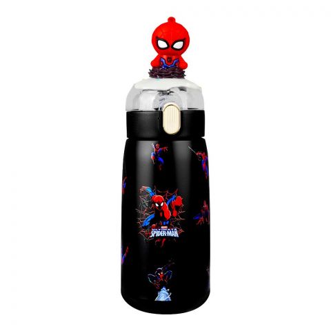 Spider-Man Theme Plastic Water Bottle, Leakproof Ideal for Office, School & Outdoor, Black, CA302