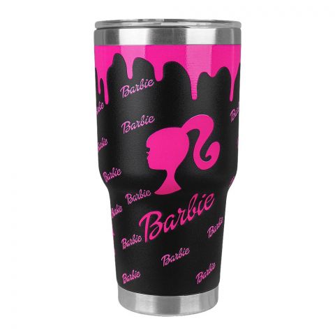 Barbie Theme Stainless Steel Tumbler Water Bottle, Travel Mug, Black, NO120
