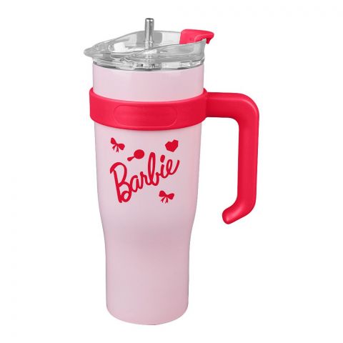 Barbie Trendy Stainless Steel Tumbler Water Bottle, Travel Mug, Pink, 3015B