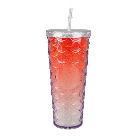 Mermaid Scales Plastic Tumbler Water Bottle, Travel Mug, Tea Pink, NC515