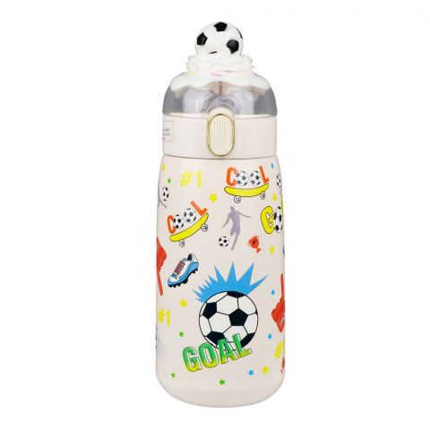 Goal Theme Plastic Water Bottle, Off White, CA325