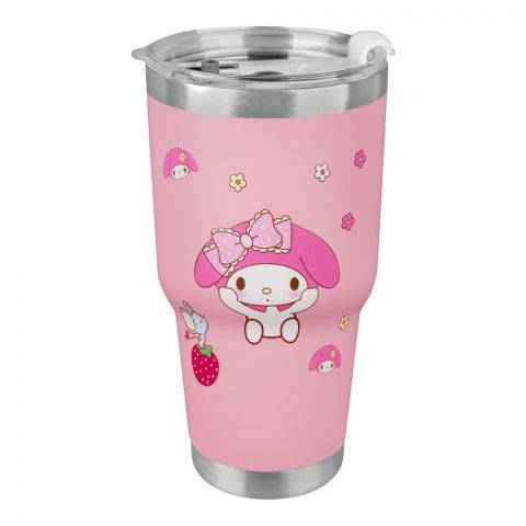 Hello Kitty Stainless Steel Tumbler Water Bottle, Travel Mug, Light Pink, NO125