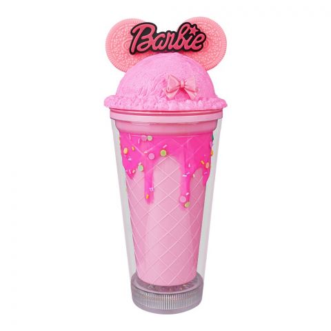 Barbie Plastic Smile Tumbler Water Bottle With Straw, Pink Black, Bpa Free, Travel Mug