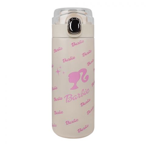 Barbie Theme Stainless Steel Water Bottle, 400ml Capacity, Cream, Vacuum Cup, Pea Cup