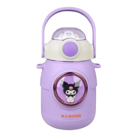 Kuromi Plastic Thermos With Strap, 700ml Capacity, Purple, Creative Water Bottle