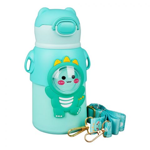 Crocodile Plastic Thermos With Strap, Sea Green, Creative Water Bottle