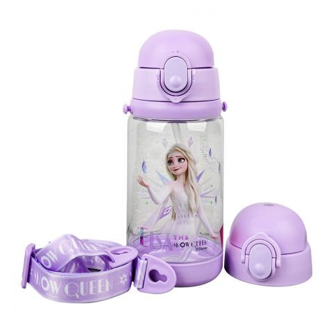 Frozen Elsa The Show Queen Plastic Water Bottle With Strap, Purple