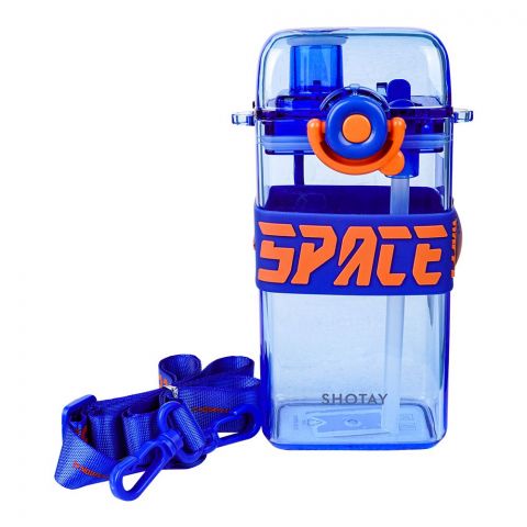 Happy Space Plastic Water Bottle With Strap, 500ml Capacity, Blue
