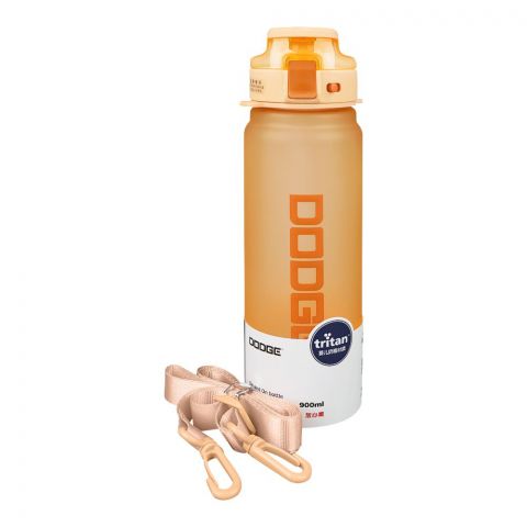 Dodge Tritan Water Bottle With Straw & Strap, 900ml Capacity, Peach
