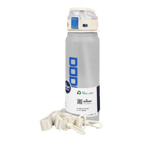 Dodge Tritan Water Bottle With Straw & Strap, 900ml Capacity, White