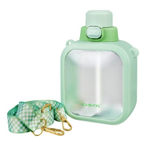 Giavos Fashion Plastic Cup Water Bottle With Strap, 700ml Capacity, Green