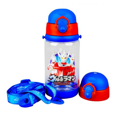 Ultraman Plastic Water Bottle With Strap, Blue