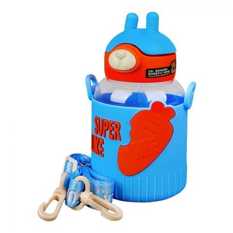 Super Like Me Plastic Water Bottle With Strap, Blue