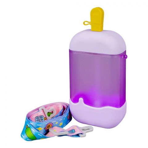 Ice Cream Shape Plastic Water Bottle With Strap, 400ml Capacity, Purple