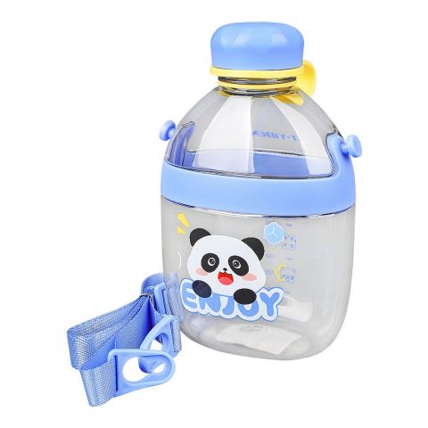 Cute Cartoon Plastic Water Bottle With Strap & Robe, 650ml Capacity, Leakproof Ideal For Office, School & Outdoor, Blue, YB0738