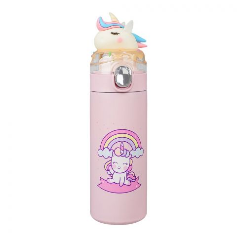 Unicorn Plastic Vaccum Cup Water Bottle, Leakproof Ideal For Office, School & Outdoor, Pink, GWD001