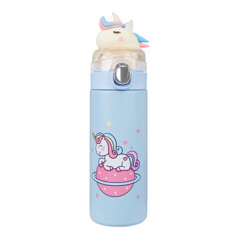Unicorn Plastic Vaccum Cup Water Bottle, Leakproof Ideal For Office, School & Outdoor, Sky Blue, GWD001