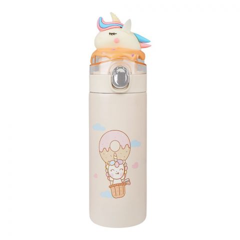 Unicorn Plastic Vaccum Cup Water Bottle, Leakproof Ideal For Office, School & Outdoor, Off White, GWD001