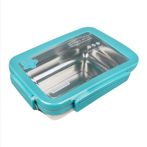 Homeatic Stainless Steel Lunch Box, Single Compartment, 900ml Capacity, Blue, HMT-001