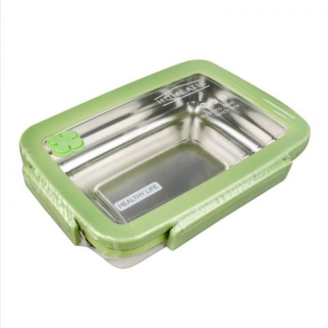 Homeatic Stainless Steel Lunch Box, Single Compartment, 900ml Capacity, Green, HMT-001
