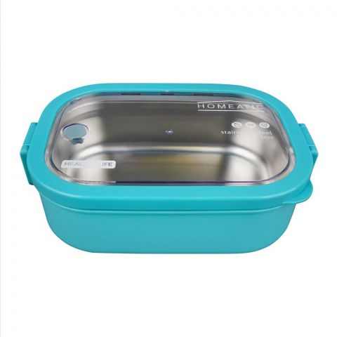 Homeatic Stainless Steel Lunch Box, Single Compartment, 1300ml Capacity, Blue, HMT-006