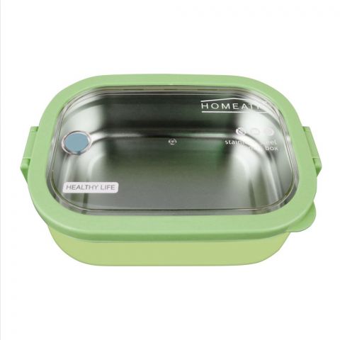 Homeatic Stainless Steel Lunch Box, Single Compartment, 1300ml Capacity, Green, HMT-006