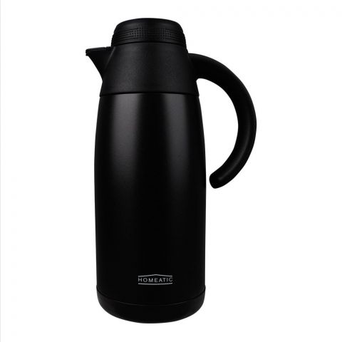 Homeatic Steel Vacuum Flask, 1.1 Liter Capacity, Black, HMV-2001