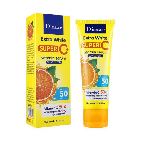 Disaar Extra White Super C+ Vitamin Serum Sunscreen, SPF50, 80ml, DS5157