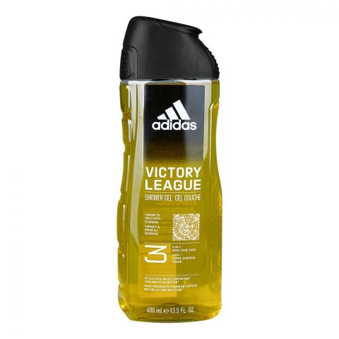 Adidas Victory League Vibrant & Spicy With Guarana 3in1 Body, Hair & Face Shower Gel, 400ml