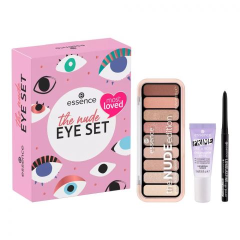 Essence The Nude Eye Set, Vegan, Eyeshadow Palette 10g+Eye Pencil 0.28g+Eyeshadow Base 5ml, 3-Pack