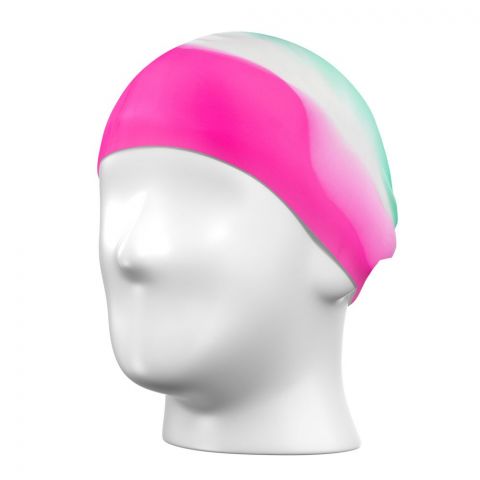 Swimming Silicone Cap For Children & Adults, Green/Pink, CAP-122