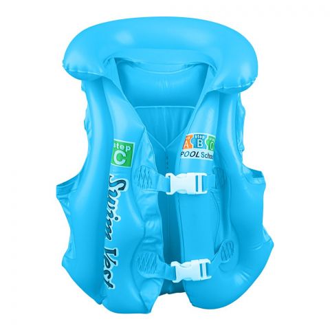 Swimming Inflatable Lifejacket With Head Protection, Swimming Vest For Kids, Blue