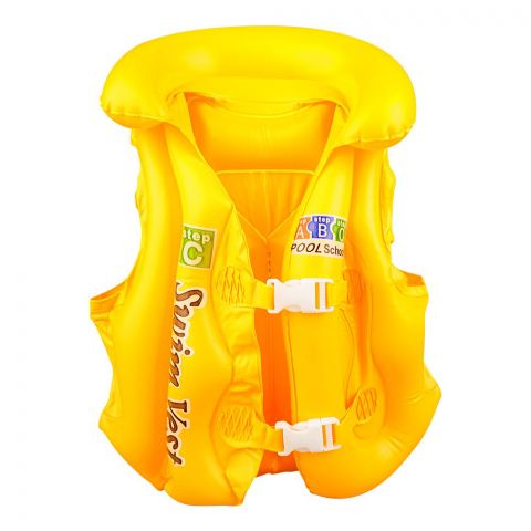 Swimming Inflatable Lifejacket With Head Protection, Swimming Vest For Kids, Yellow