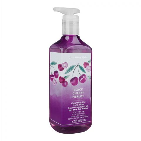 Bath & Body Works Black Cherry Merlot Cleansing Gel Hand Soap With Natural Essential Oils, 236ml