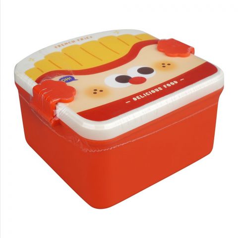 Plastic Lunch Box With 3 Compartments, Spoon & Fork, 1200ml Capacity, Red, 6824