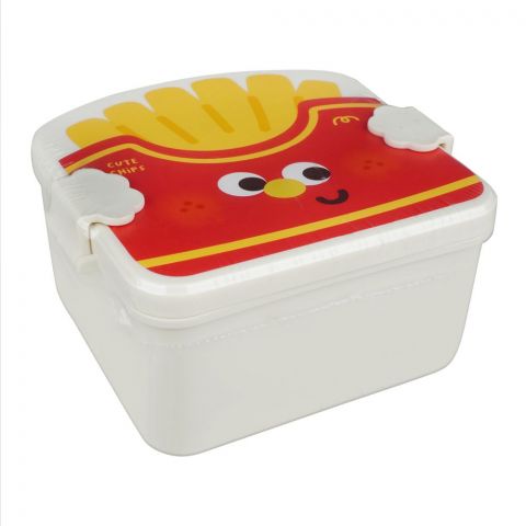 Plastic Lunch Box With 3 Compartments, Spoon & Fork, 1200ml Capacity, Off White, 6824