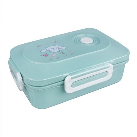 Cinnamoroll Plastic Lunch Box With 3 Compartments, Spoon & Fork, 1100ml Capacity, Sea Green, Tq-158